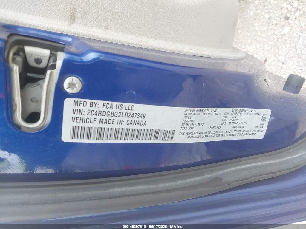 2C4RDGBG2LR247349 2020 DODGE GRAND CARAVAN photo no. 9