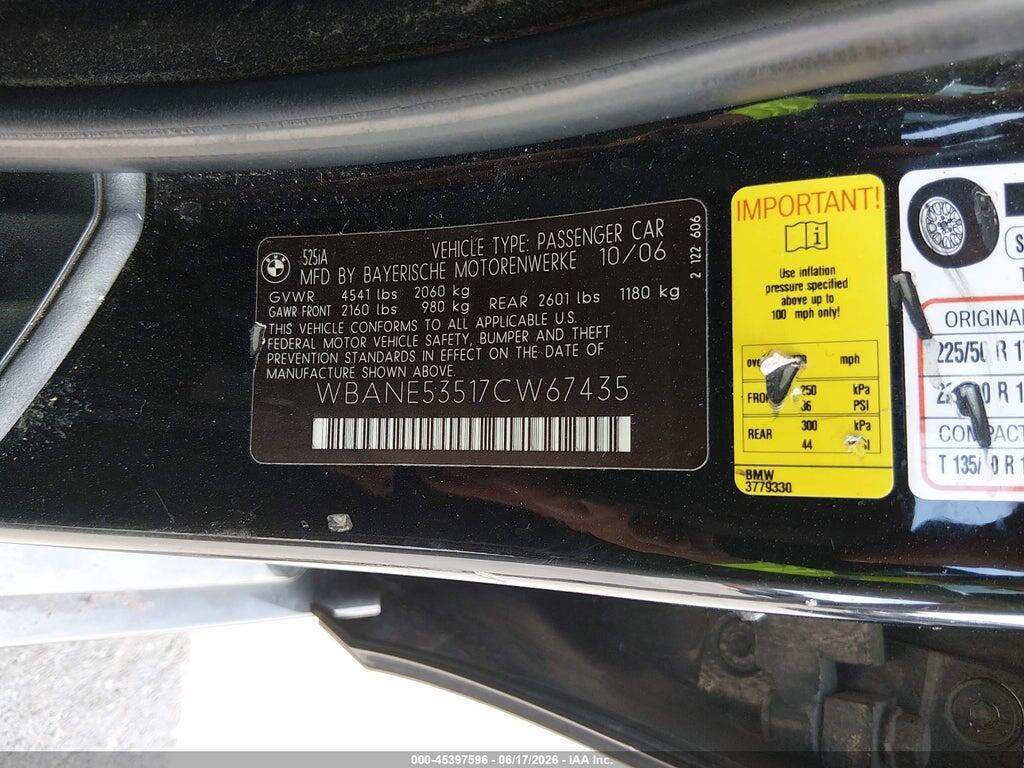 WBANE53517CW67435 2007 BMW 525I photo no. 7
