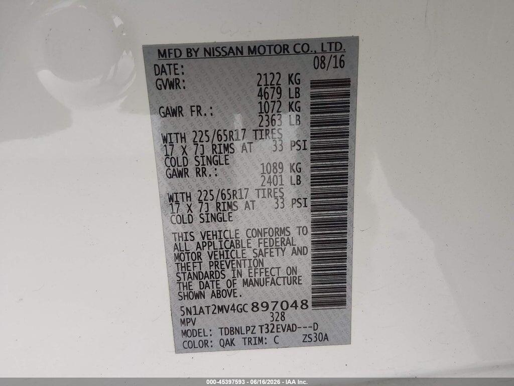 5N1AT2MV4GC897048 2016 NISSAN ROGUE photo no. 9