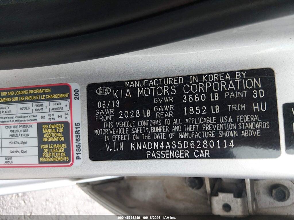 KNADN4A35D6280114 2013 KIA RIO photo no. 9
