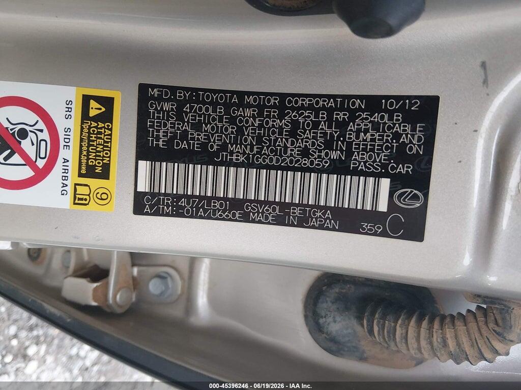 JTHBK1GG0D2028059 2013 LEXUS ES 350 photo no. 9