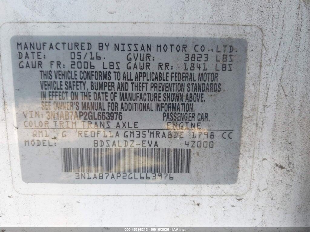 3N1AB7AP2GL663976 2016 NISSAN SENTRA photo no. 9