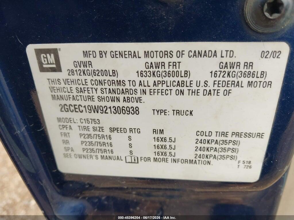 2GCEC19W921306938 2002 CHEVROLET SILVERADO 1500 photo no. 9
