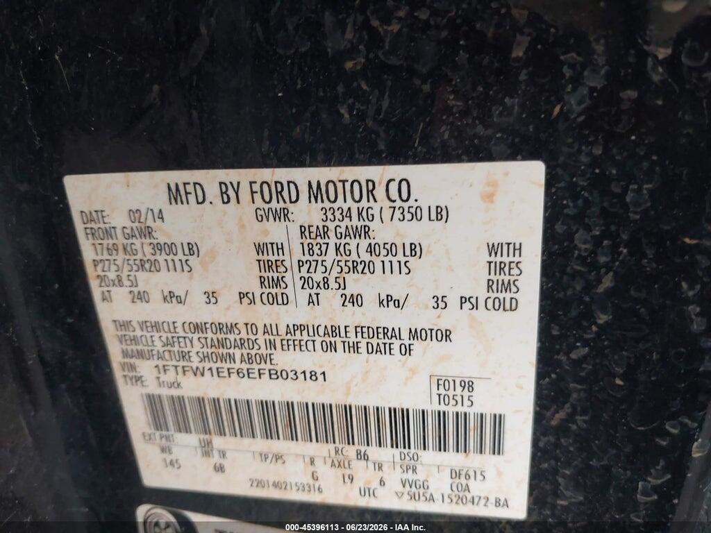 1FTFW1EF6EFB03181 2014 FORD F-150 photo no. 9