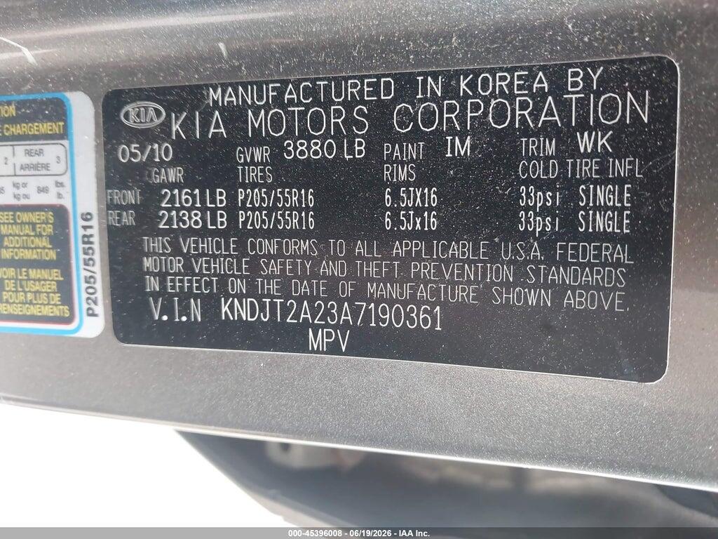 KNDJT2A23A7190361 2010 KIA SOUL photo no. 9