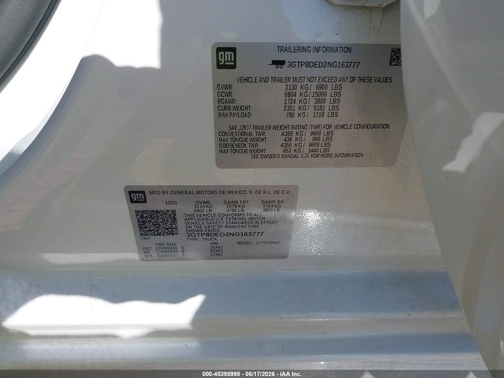 3GTP8DED2NG163777 2022 GMC SIERRA 1500 LIMITED photo no. 9