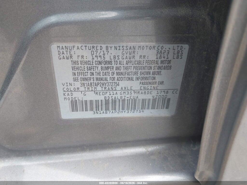 3N1AB7AP2HY372754 2017 NISSAN SENTRA photo no. 9