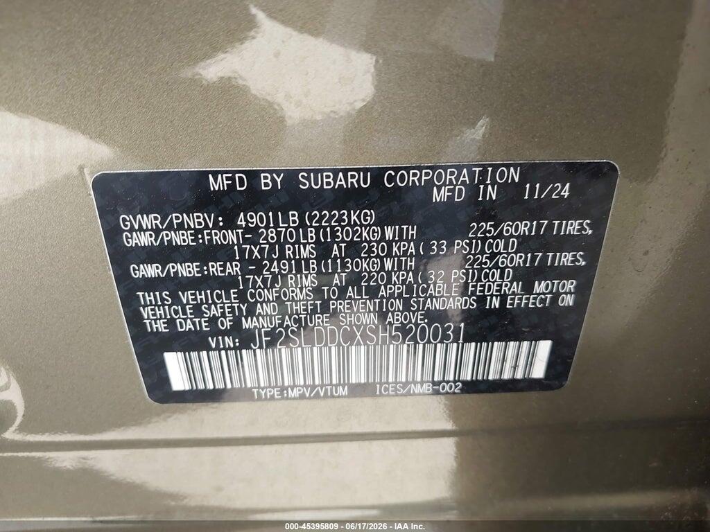 JF2SLDDCXSH520031 2025 SUBARU FORESTER photo no. 9