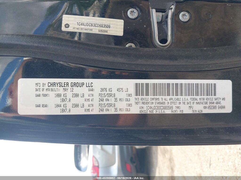 1C4NJDCB3CD683509 2012 JEEP COMPASS photo no. 9