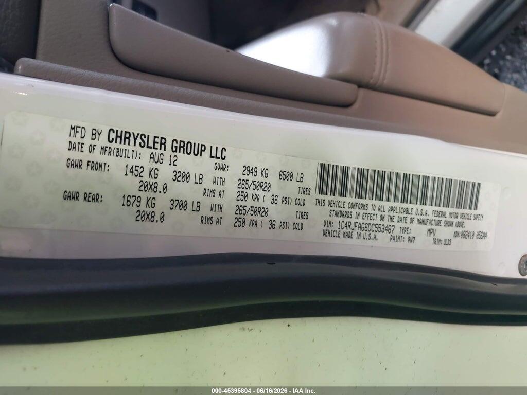 1C4RJFAG6DC553467 2013 JEEP GRAND CHEROKEE photo no. 9