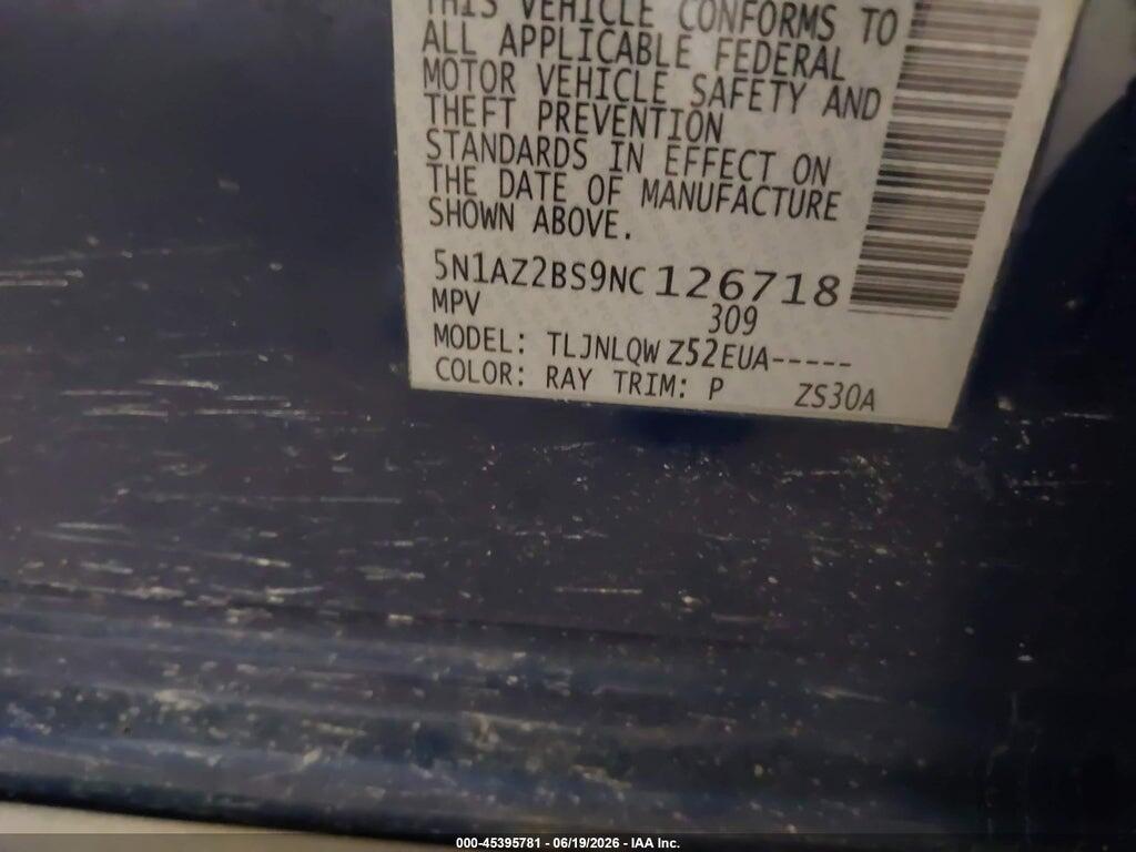 5N1AZ2BS9NC126718 2022 NISSAN MURANO photo no. 9