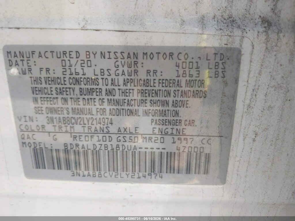 3N1AB8CV2LY214974 2020 NISSAN SENTRA photo no. 9