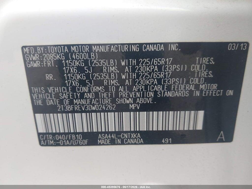 2T3BFREV3DW024262 2013 TOYOTA RAV4 photo no. 9