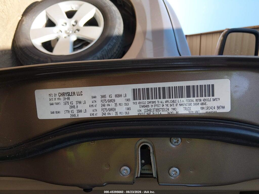 1D3HB13T89S733124 2009 DODGE RAM 1500 photo no. 9