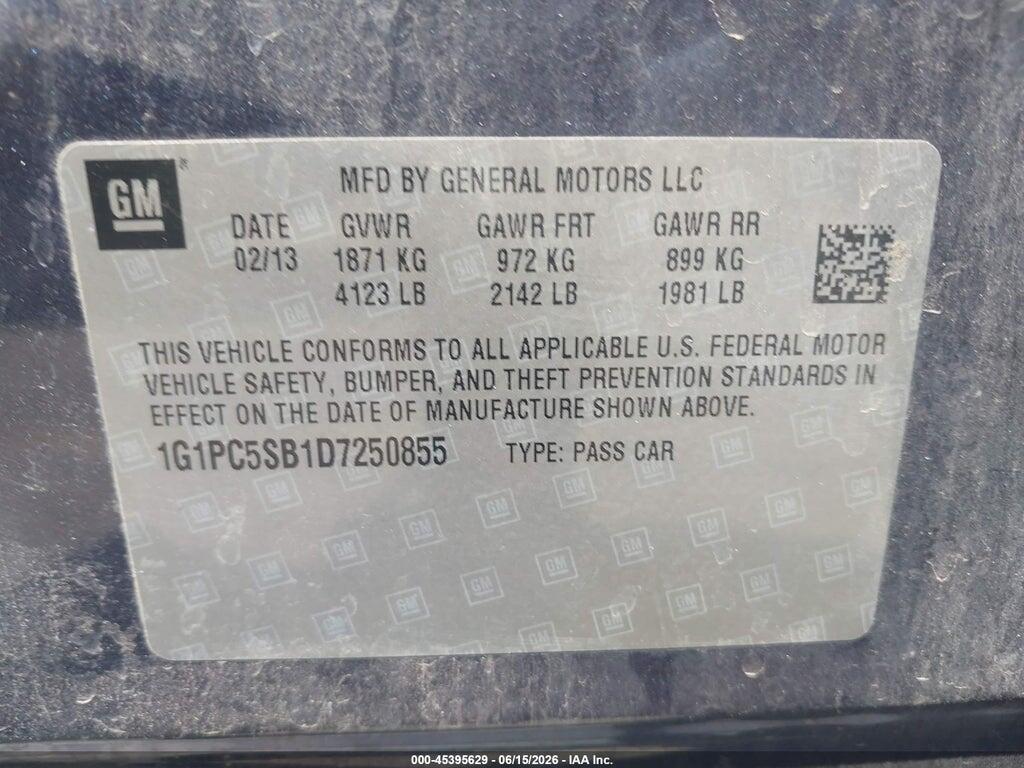 1G1PC5SB1D7250855 2013 CHEVROLET CRUZE photo no. 9