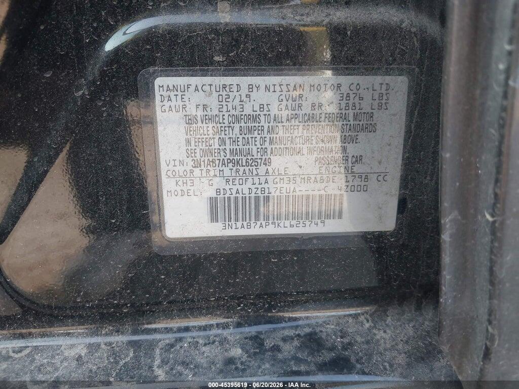 3N1AB7AP9KL625749 2019 NISSAN SENTRA photo no. 9