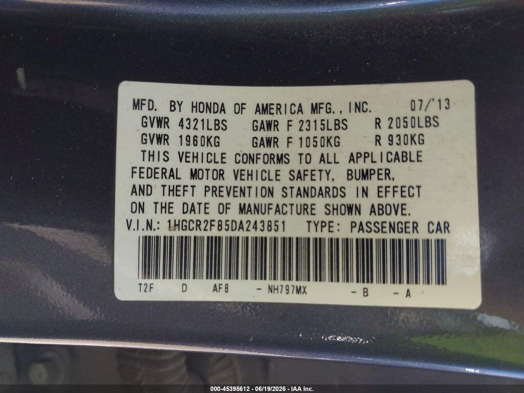 1HGCR2F85DA243851 2013 HONDA ACCORD photo no. 9