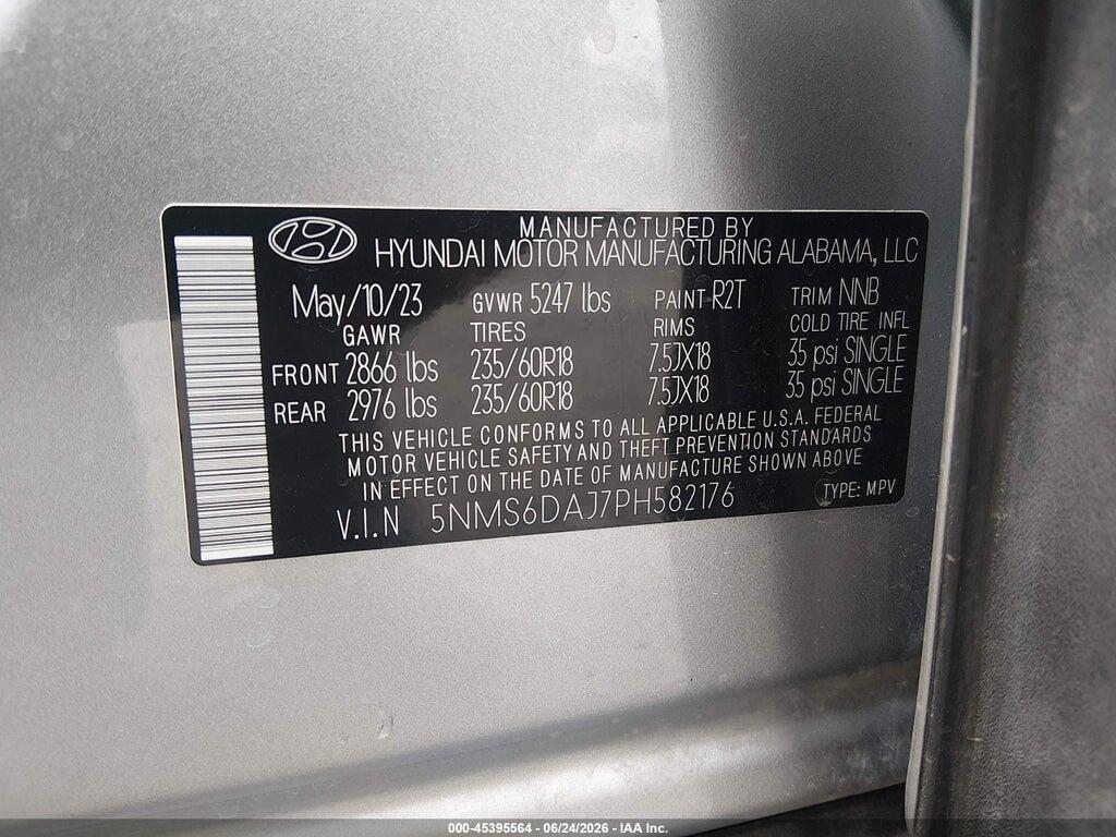 5NMS6DAJ7PH582176 2023 HYUNDAI SANTA FE photo no. 9