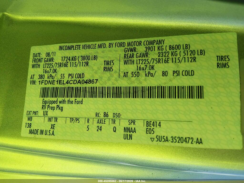1FDNE1EL4CDA04867 2012 FORD E-150 photo no. 9