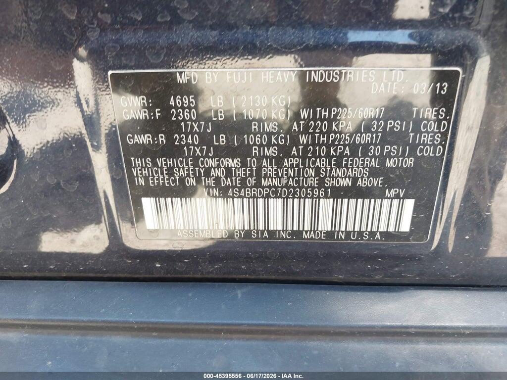 4S4BRDPC7D2305961 2013 SUBARU OUTBACK photo no. 9
