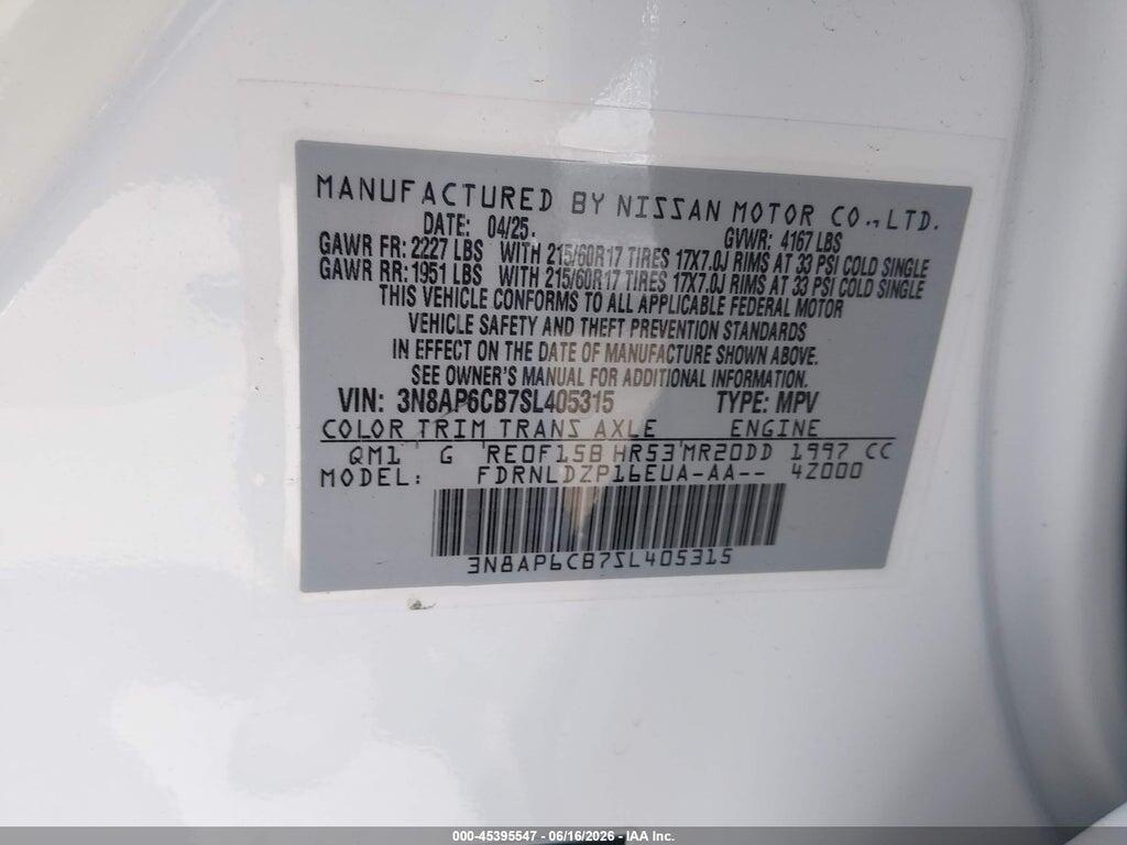 3N8AP6CB7SL405315 2025 NISSAN KICKS photo no. 9