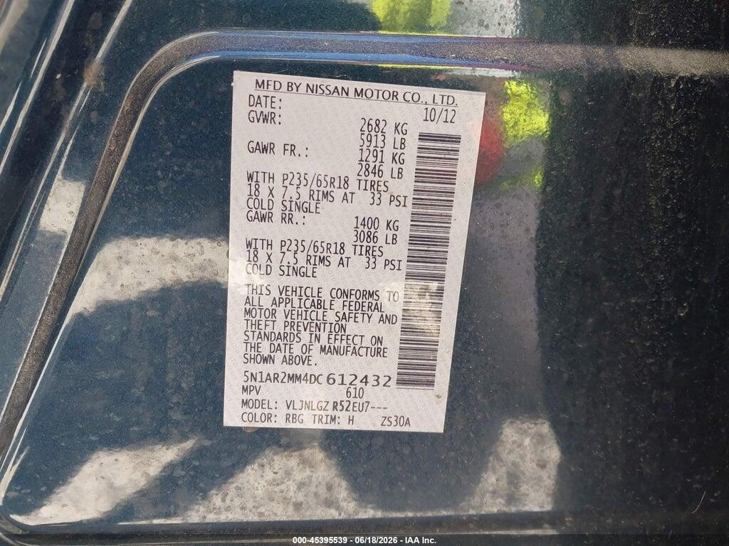 5N1AR2MM4DC612432 2013 NISSAN PATHFINDER photo no. 9