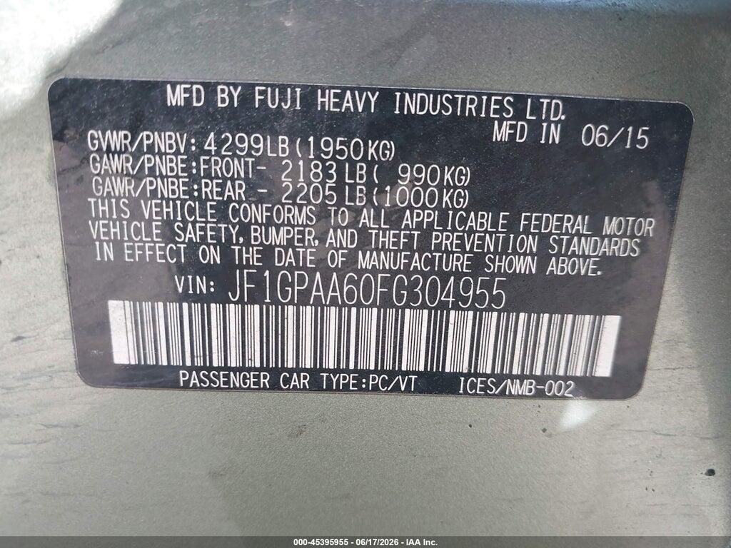 JF1GPAA60FG304955 2015 SUBARU IMPREZA photo no. 9