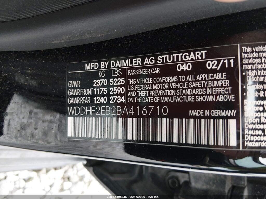 WDDHF2EB2BA416710 2011 MERCEDES-BENZ E 350 BLUETEC photo no. 9
