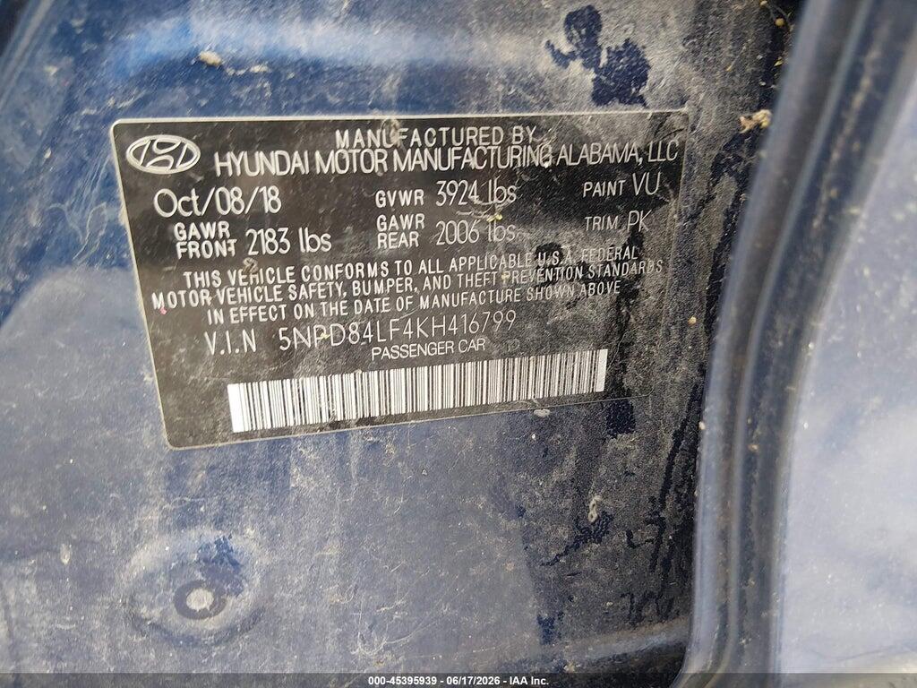 5NPD84LF4KH416799 2019 HYUNDAI ELANTRA photo no. 9