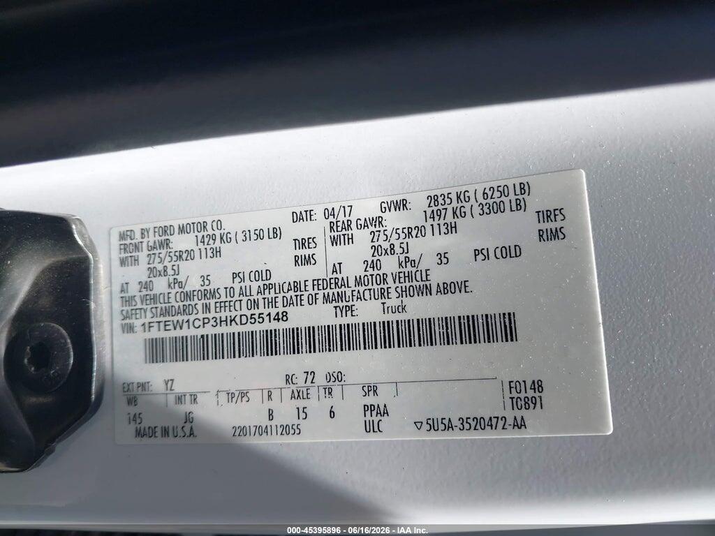 1FTEW1CP3HKD55148 2017 FORD F-150 photo no. 9