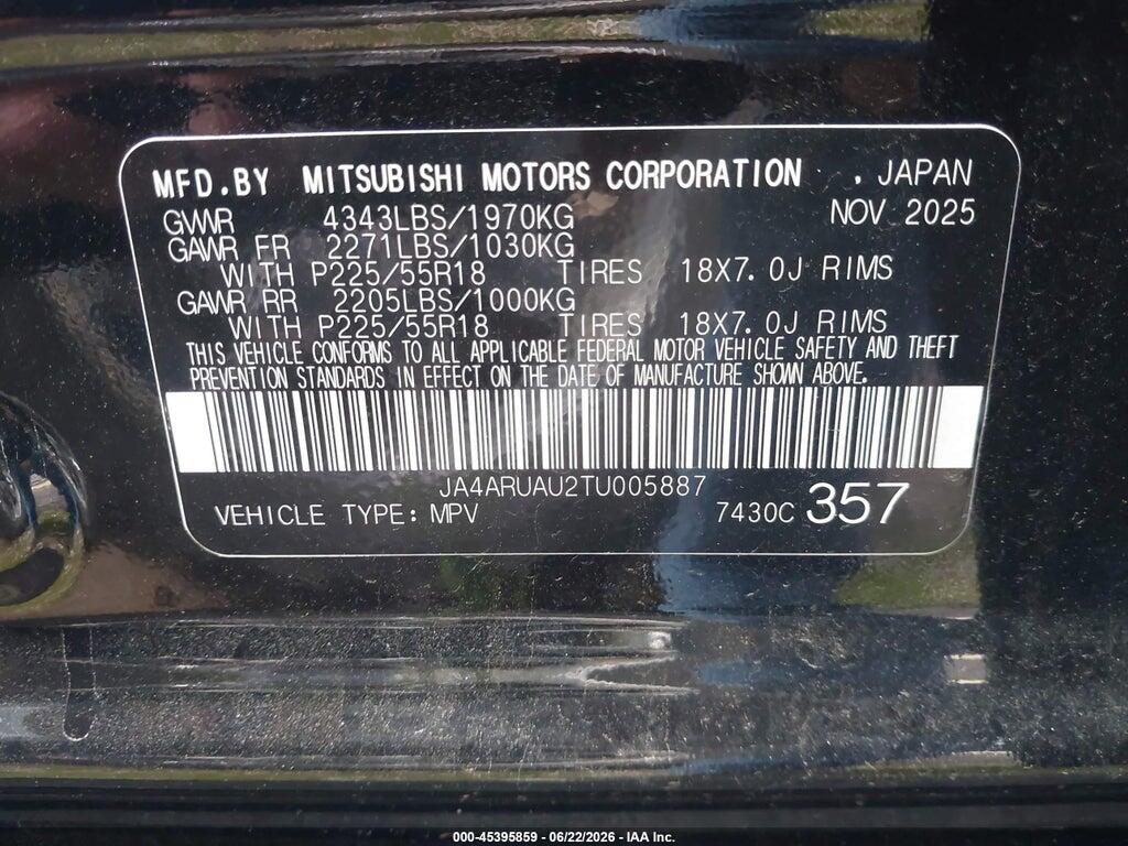 JA4ARUAU2TU005887 2026 MITSUBISHI OUTLANDER SPORT photo no. 9