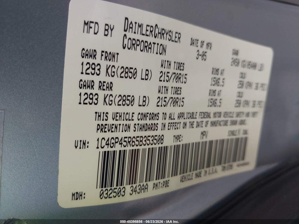1C4GP45R65B353508 2005 CHRYSLER TOWN & COUNTRY photo no. 9