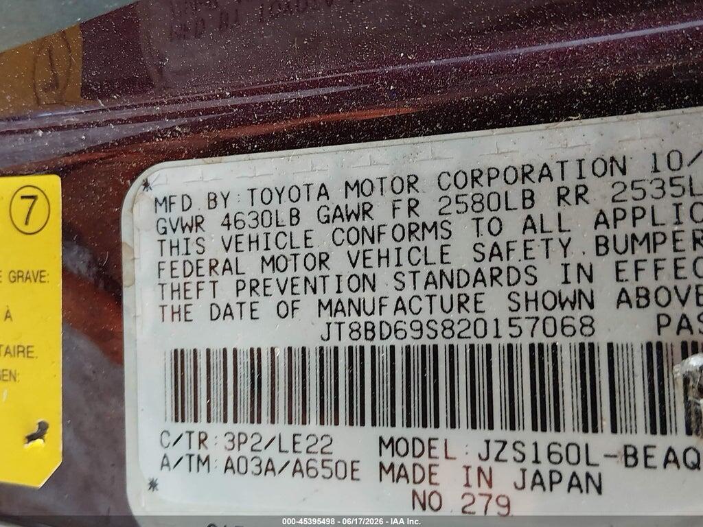 JT8BD69S820157068 2002 LEXUS GS 300 photo no. 9