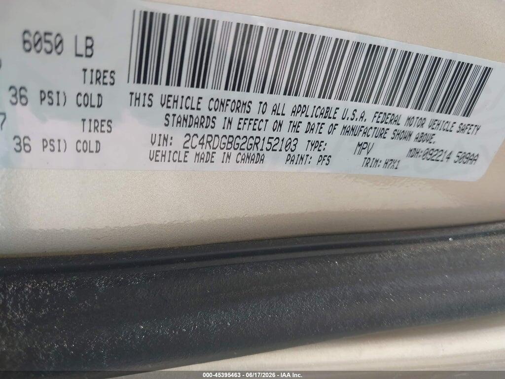 2C4RDGBG2GR152103 2016 DODGE GRAND CARAVAN photo no. 9