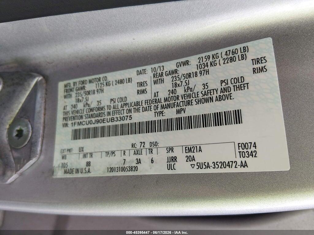 1FMCU0J90EUB33075 2014 FORD ESCAPE photo no. 9