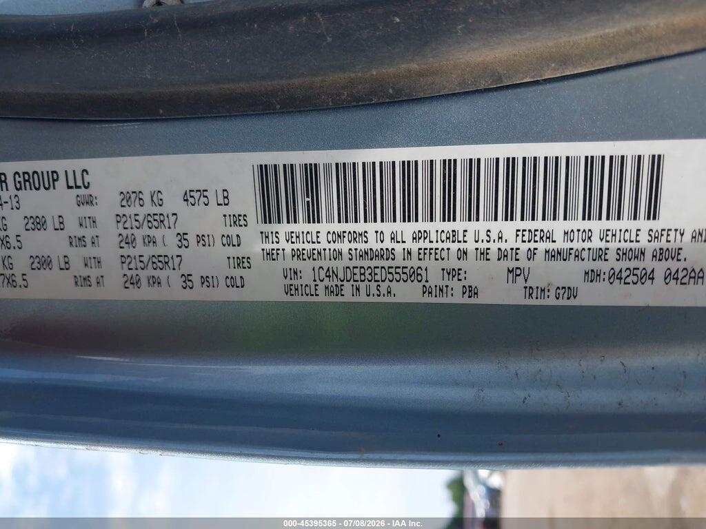 1C4NJDEB3ED555061 2014 JEEP COMPASS photo no. 9