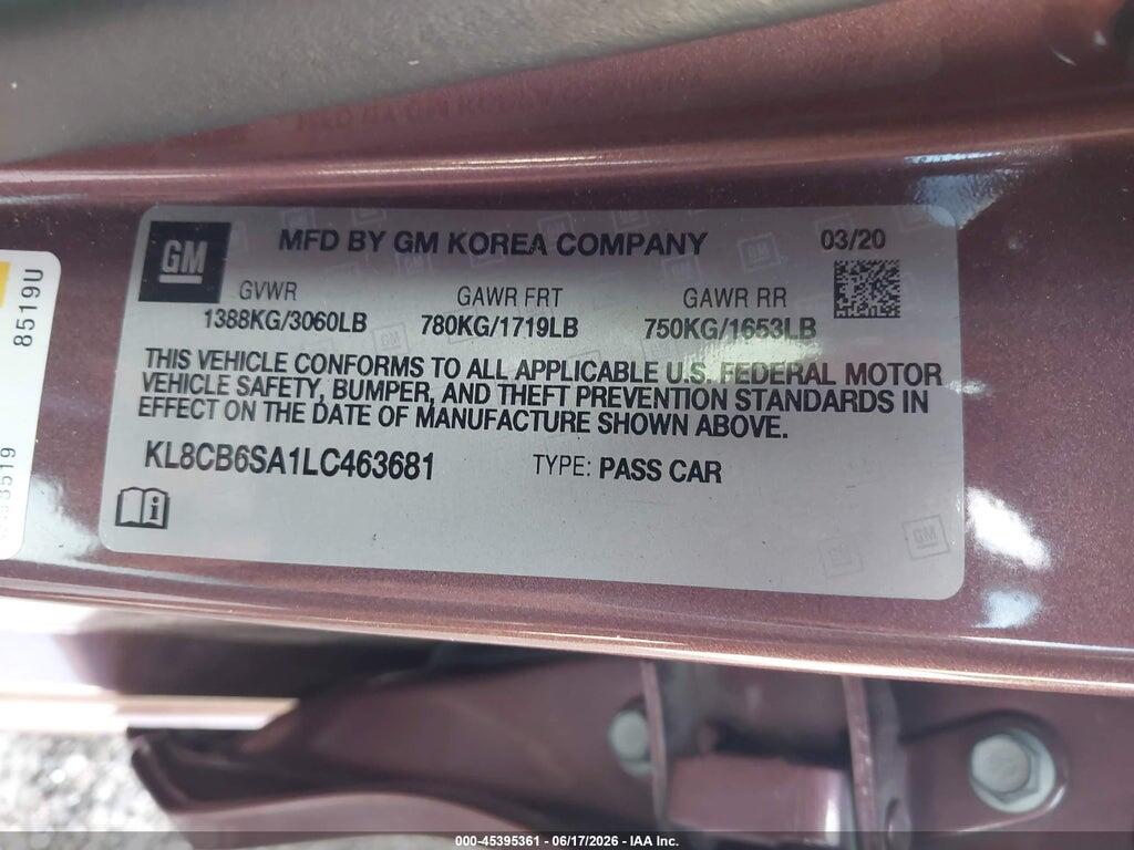 KL8CB6SA1LC463681 2020 CHEVROLET SPARK photo no. 9