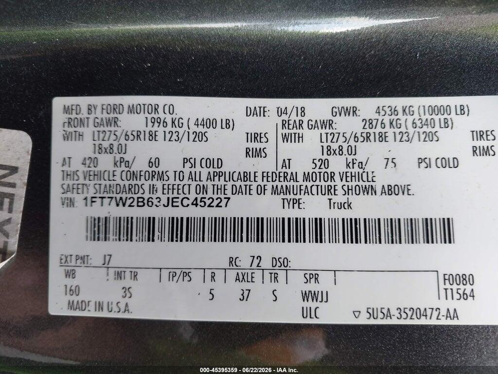 1FT7W2B63JEC45227 2018 FORD F-250 photo no. 9