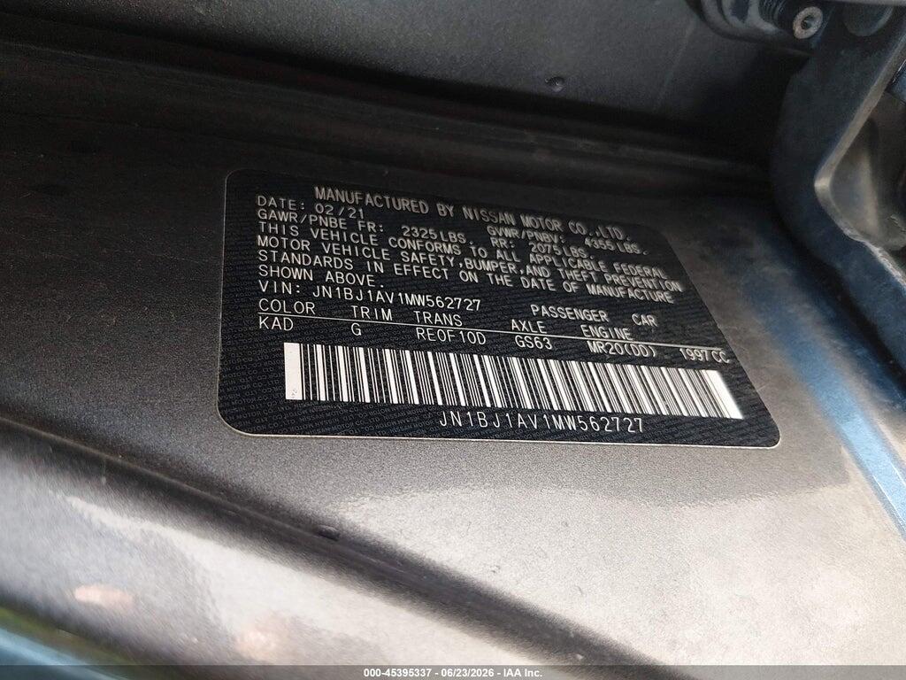 JN1BJ1AV1MW562727 2021 NISSAN ROGUE SPORT photo no. 9