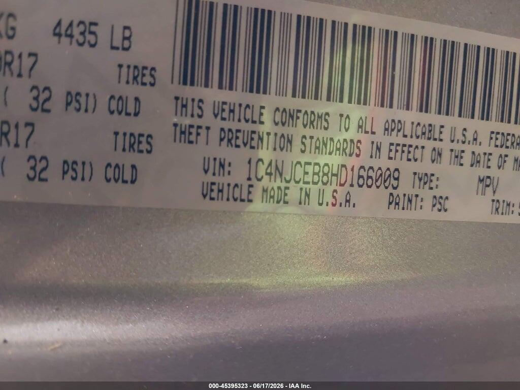 1C4NJCEB8HD166009 2017 JEEP COMPASS photo no. 9