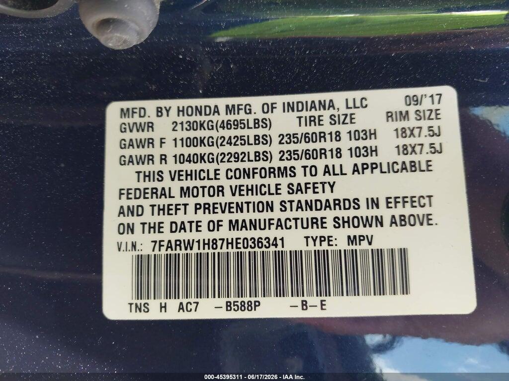7FARW1H87HE036341 2017 HONDA CR-V photo no. 9