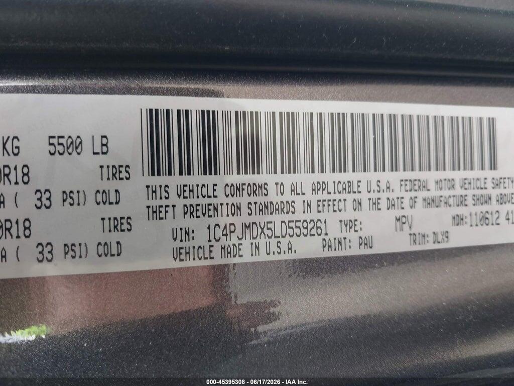 1C4PJMDX5LD559261 2020 JEEP CHEROKEE photo no. 9