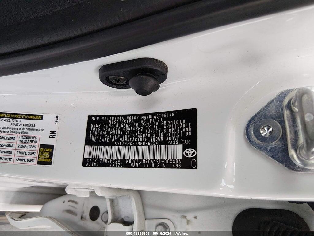 5YFS4MCE4MP076554 2021 TOYOTA COROLLA photo no. 9