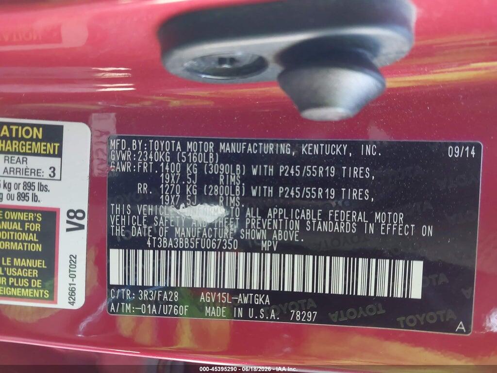 4T3BA3BB5FU067350 2015 TOYOTA VENZA photo no. 9