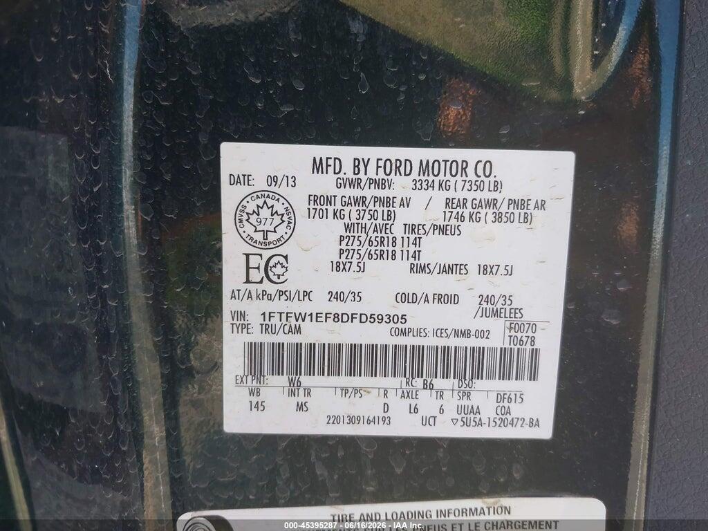 1FTFW1EF8DFD59305 2013 FORD F-150 photo no. 9