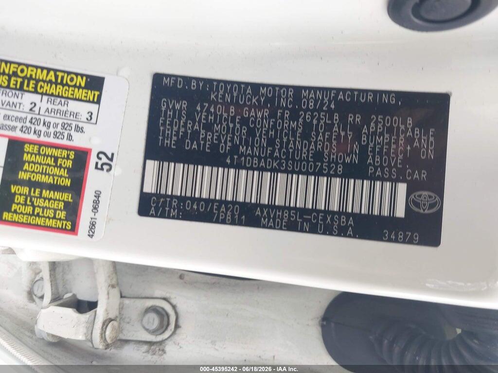 4T1DBADK3SU007528 2025 TOYOTA CAMRY photo no. 9