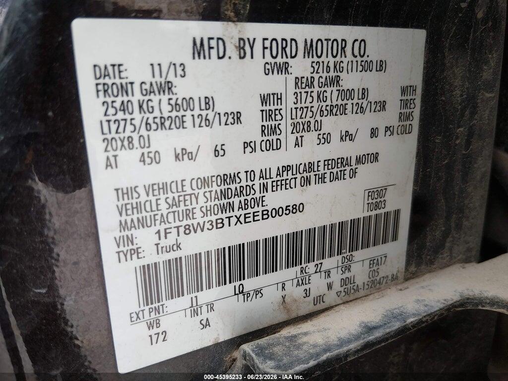 1FT8W3BTXEEB00580 2014 FORD F-350 photo no. 9