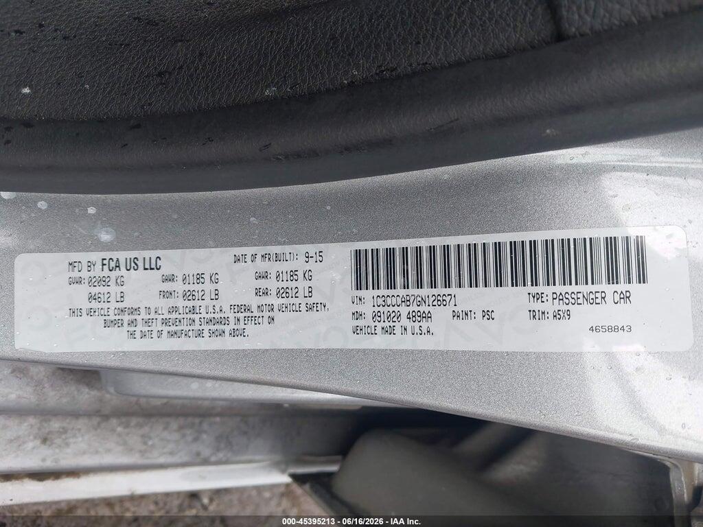 1C3CCCAB7GN126671 2016 CHRYSLER 200 photo no. 9