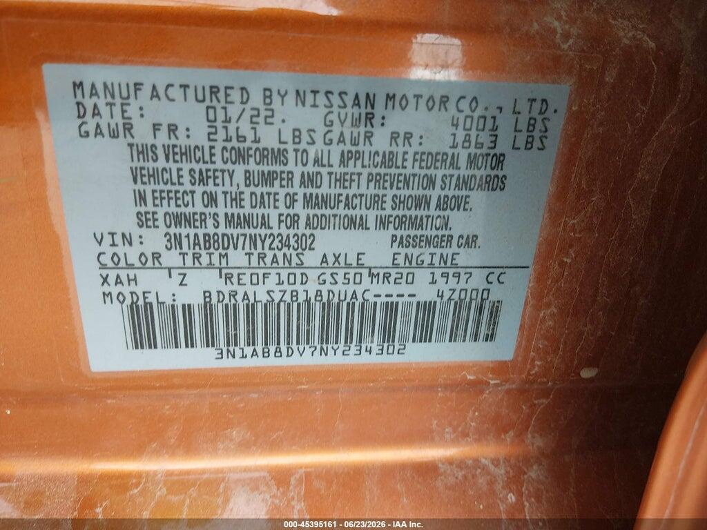3N1AB8DV7NY234302 2022 NISSAN SENTRA photo no. 9