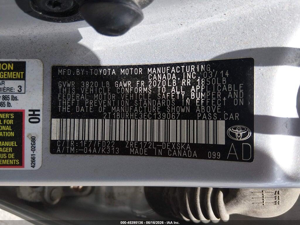 2T1BURHE3EC139067 2014 TOYOTA COROLLA photo no. 9